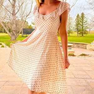 Small (2/4), Vintage Old Navy White Dress with Black Polka Dots